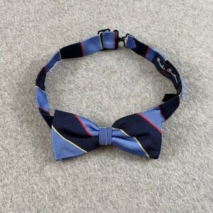 Brooks Brothers Fleece Boys Silk Bow Tie Navy Blue Repp Stripe Pre-Tied 10-14"